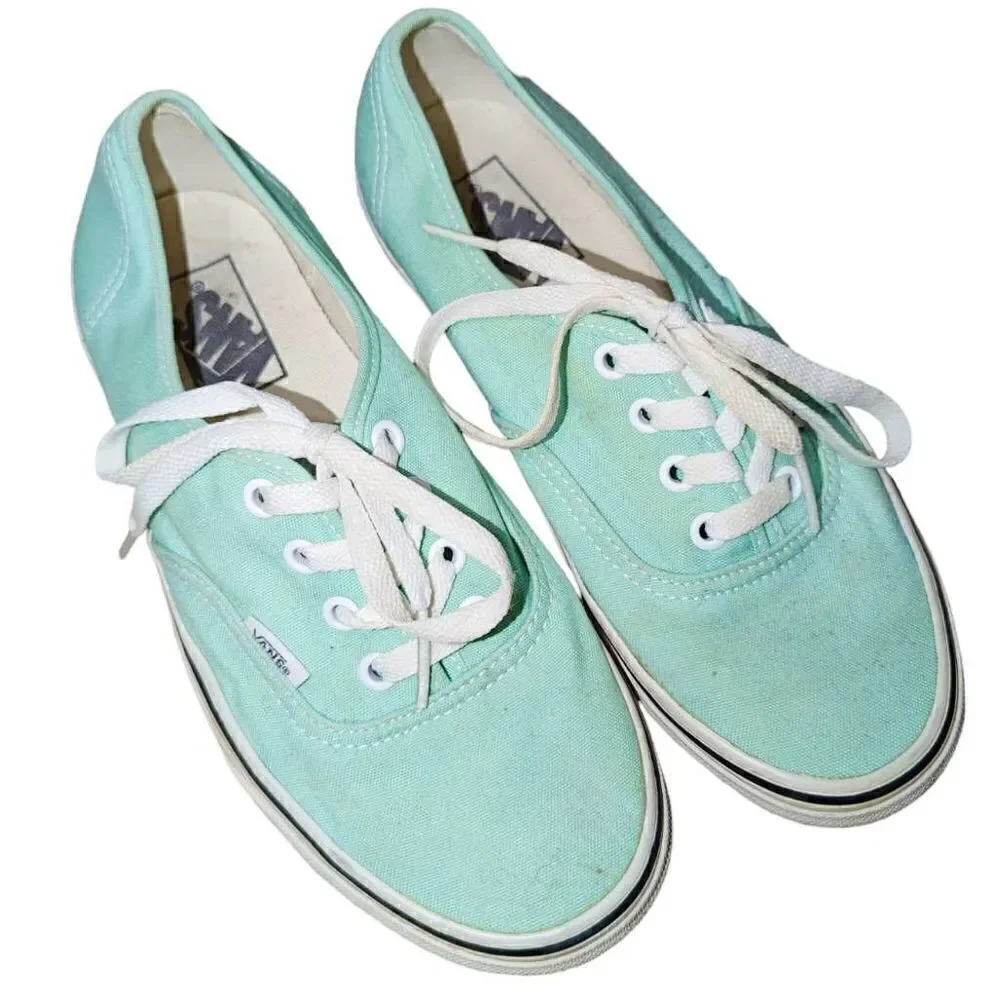 VANS Women Sz 7.5 M Green Lace Up Fashion‎ Sneakers Fabric Shoe